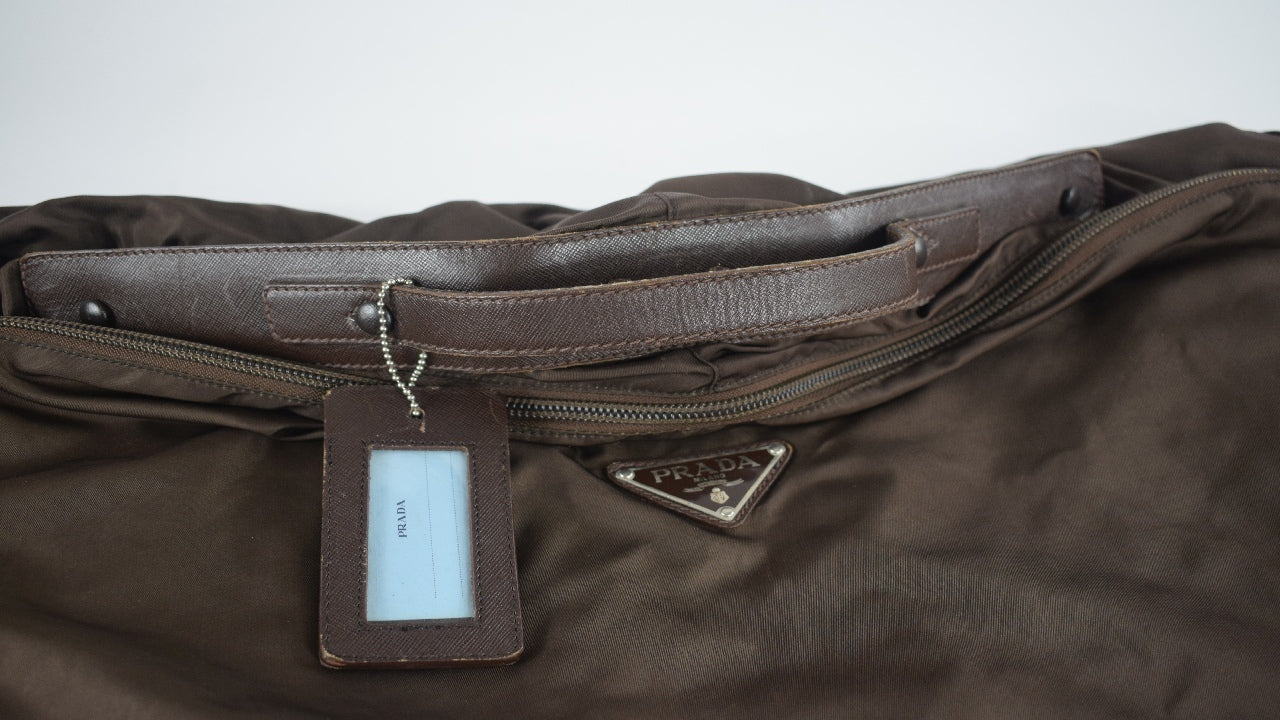 Prada garment bag in brown