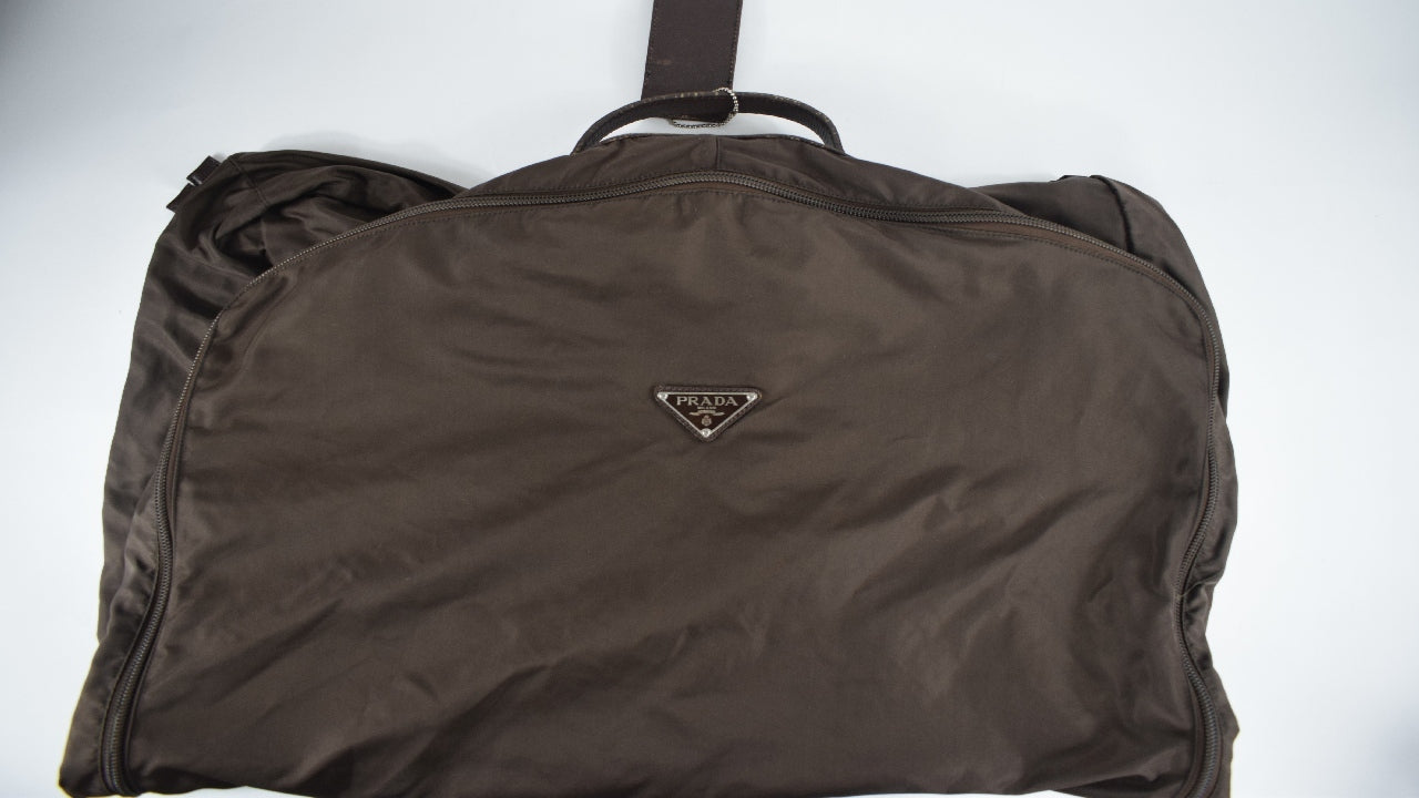 Prada garment bag in brown