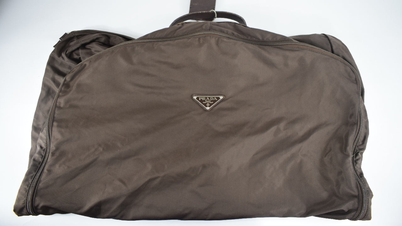 Prada garment bag in brown