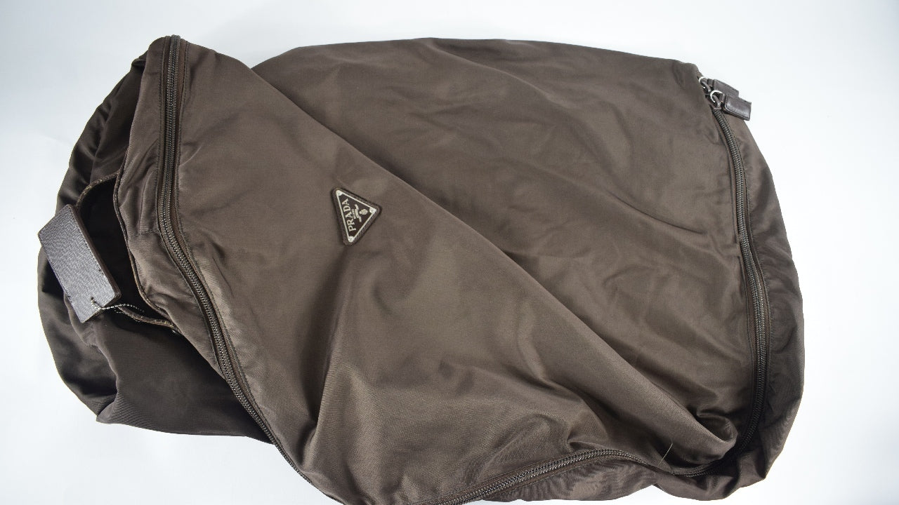 Prada garment bag in brown